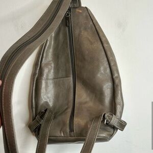 HOBO Grey Kiley Leather Backpack Sling Bag